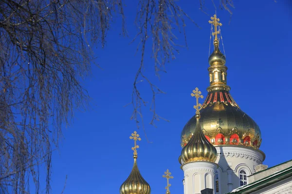 Altın Cupolla kutsal Dormition Pochayiv Lavra — Stok fotoğraf