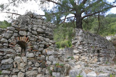 Yanartash yakınlarındaki ormandaki Chimera kilisesinin manzarası sürekli alevler içinde. Türkiye 'de ünlü turist lisansı