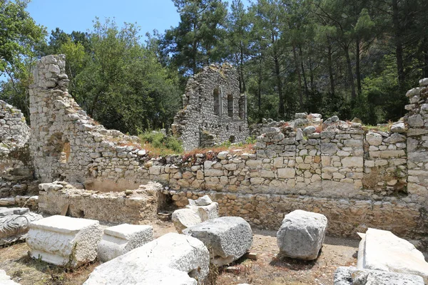 Ruína Edifício Antigo Antiga Cidade Olympos Turquia — Fotografia de Stock