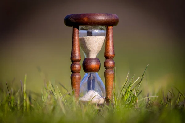 Alte Sanduhr Grünen Gras Auf Der Wiese — Stockfoto