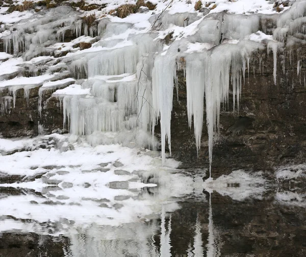 Landscape Winter Frozen Waterfall — Stock Photo, Image