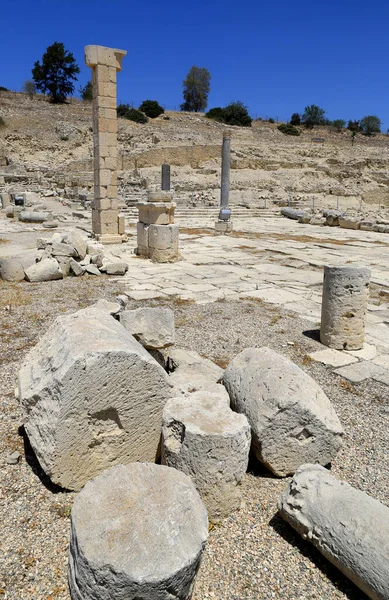 Amathus Antik Şehrinin Kalıntıları Taş Sütun Parçaları Kıbrıs Tan — Stok fotoğraf