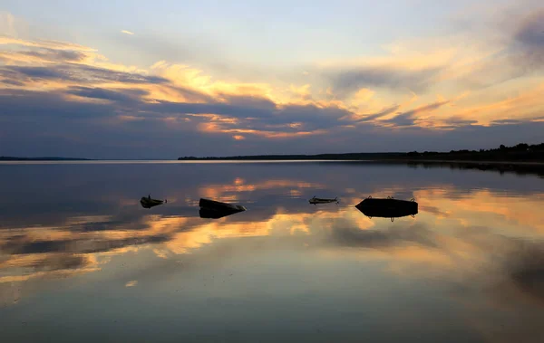 Abendliche Szene Fluss Dnipro Ukraine — Stockfoto