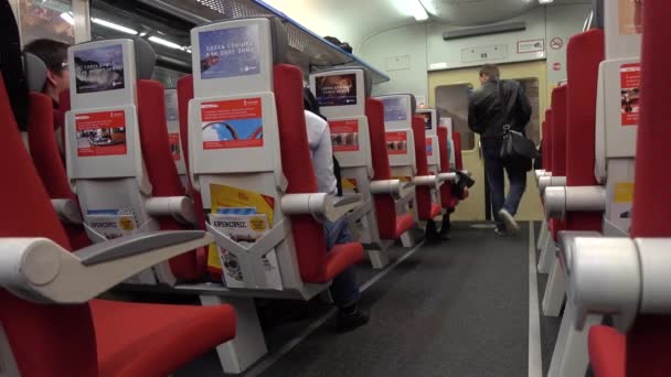Pasażerów, zbliża się do stacji i uzyskać gotowy do wyjścia w pociągu — Wideo stockowe