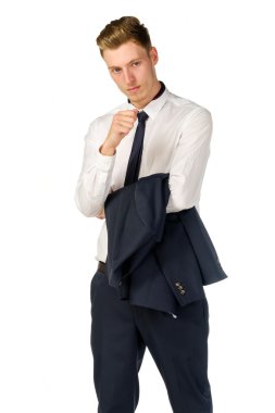 Beyaz izole düşünceli genç işadamı