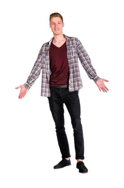 Young guy dressing urban street style posing isolated — Stock Photo, Image