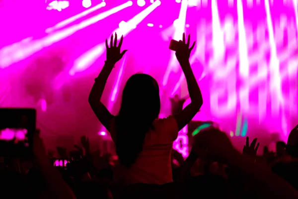 Fans cheering at open-air live concert. — Stock Photo, Image