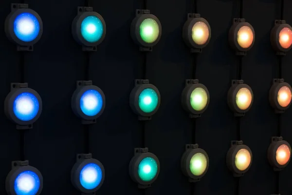 Different colour lamps in a rows — Stock Photo, Image