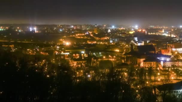 Vilna, Lituania lapso de tiempo nocturno — Vídeo de stock
