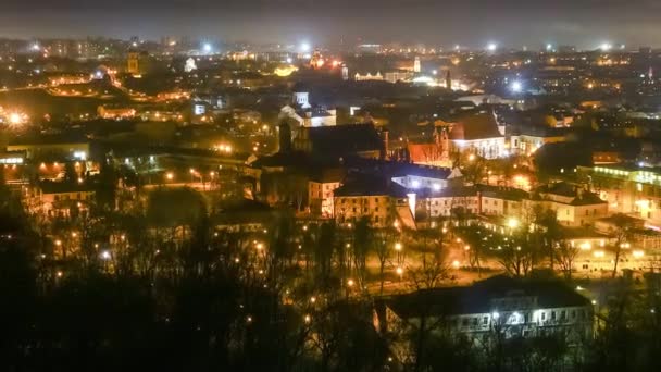 Vilna, Lituania lapso de tiempo nocturno — Vídeo de stock