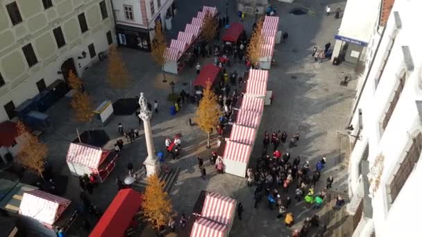 Weihnachtsmarkt-Blick vom Rathaus bei Tag — Stockvideo
