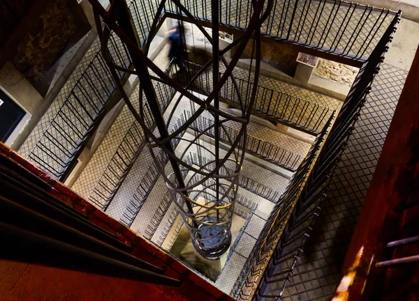 Elevator inside of Prague Astronomical Clock tower