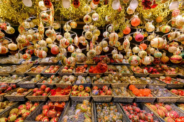 Christmas balls for sale at the market — Stock Photo, Image