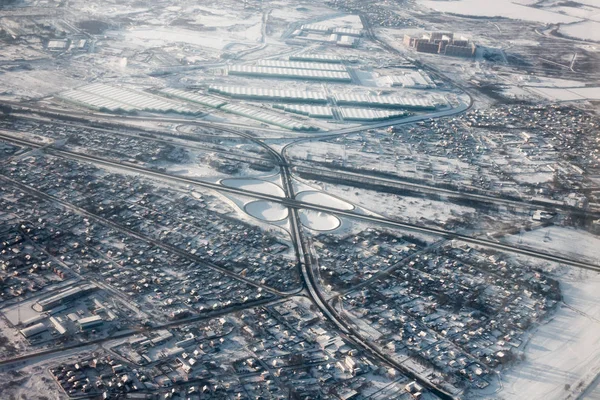 Vista aérea del cruce de carreteras — Foto de Stock