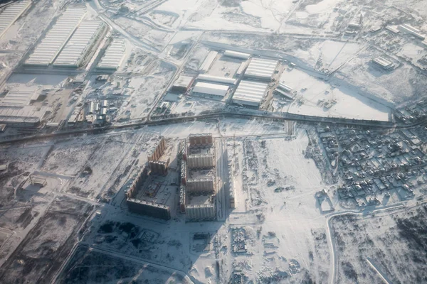 Vista aérea del distrito de casas de varios pisos — Foto de Stock