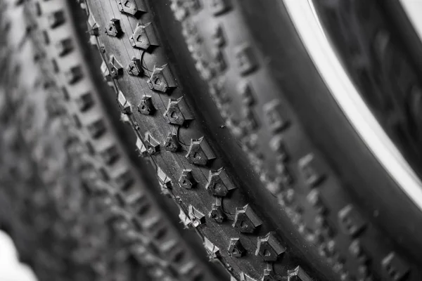 Bicycle tires of different protectors — Stock Photo, Image