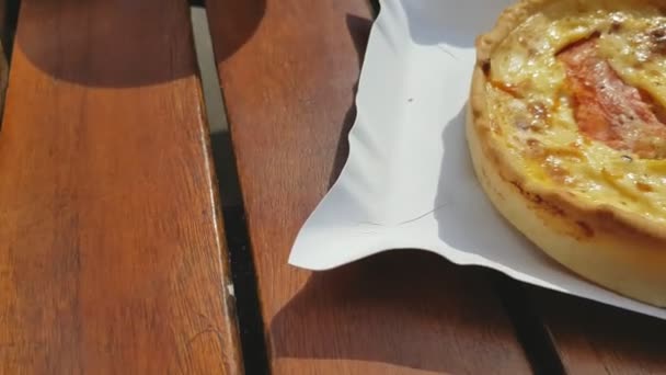 Tarta de queso de izquierda a derecha — Vídeo de stock