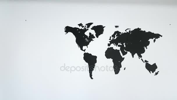 Mappa del mondo sul muro — Video Stock