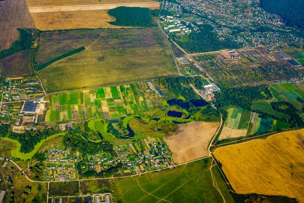 Vista aérea das terras agrícolas no Outono — Fotografia de Stock