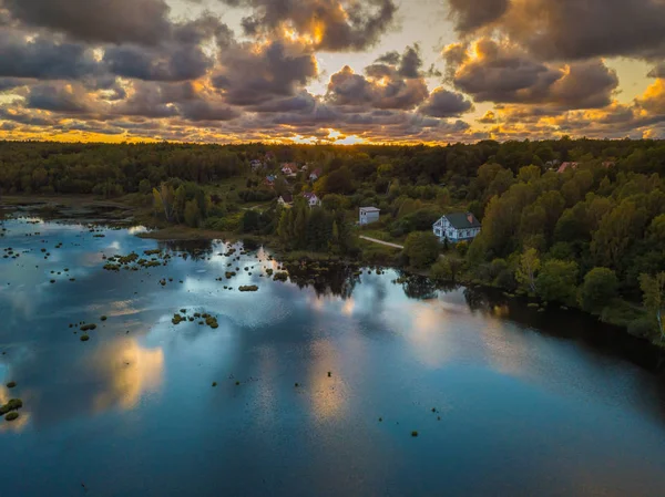 Seenlandschaft im Wald — Stockfoto