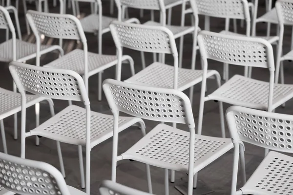 Blauwe stoelen in de conference hall. — Stockfoto