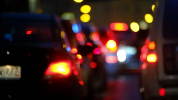 Atasco de tráfico en la gran ciudad vista trasera — Vídeo de stock