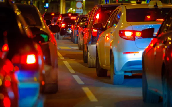 Traffic jam at big city back view — Stock Photo, Image