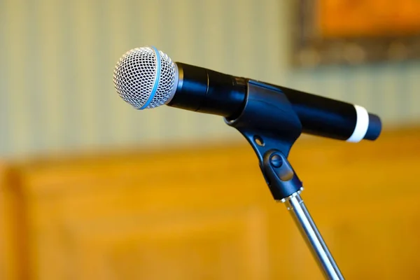 Microphone close up at the conference — Stock Photo, Image