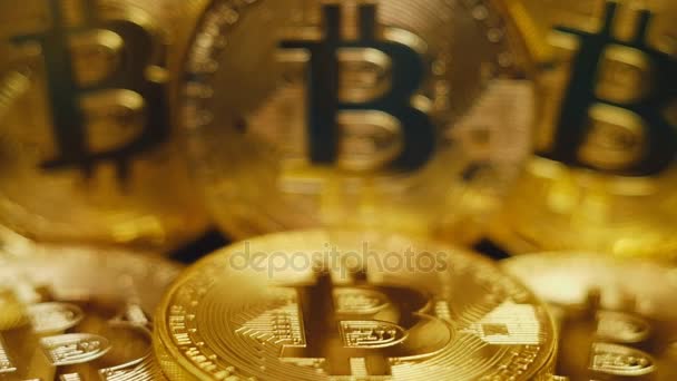 Bitcoin monete d'oro macro movimento focus — Video Stock