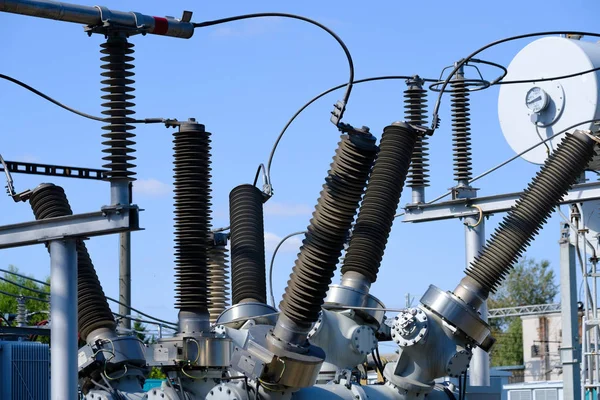 Isolators and transformers at the electrical substation. — Stock Photo, Image