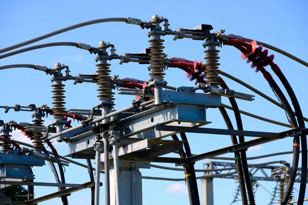 Isolators and transformers at the electrical substation. — Stock Photo, Image