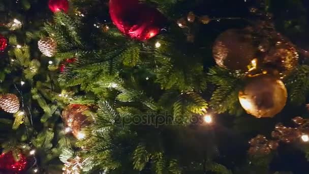 Christmas tree at the outdoor market — Stock Video