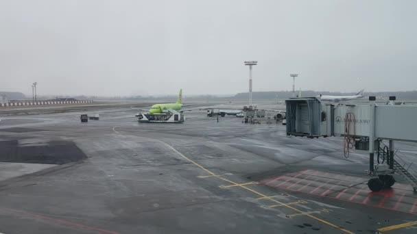 Aéroport de Domodedovo laps de temps de trafic à l'heure du jour — Video