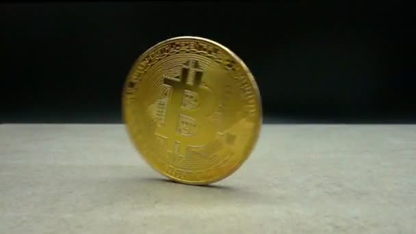 Bitcoin macro simbolo segno close-up rallentatore — Video Stock