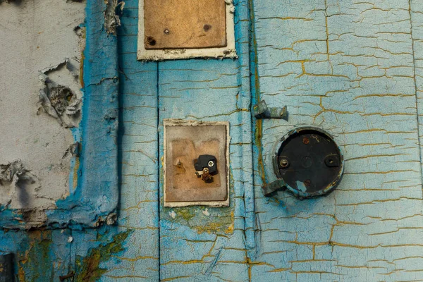 Тріщини пофарбовані сині стіни текстури фону — стокове фото