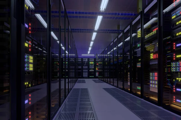 Arbetande data center interiör. — Stockfoto