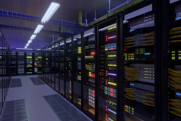 Interno del data center di lavoro . — Foto Stock