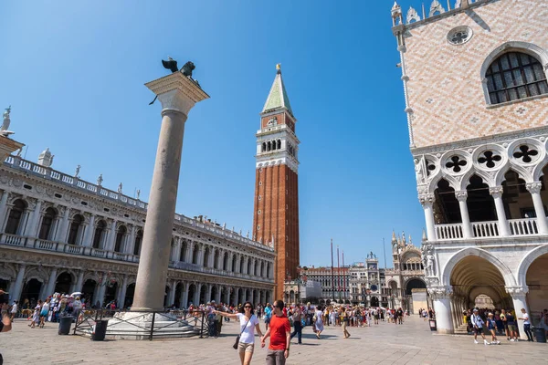 Venedik'in en ünlü meydanı San Marco'da turistler gezi