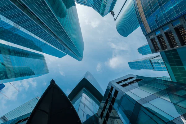 Skyscrapers in downtown area, bottom view — Stock Photo, Image