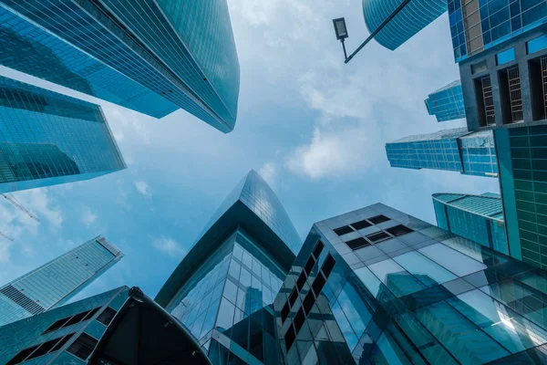 Skyscrapers in downtown area, bottom view — Stock Photo, Image