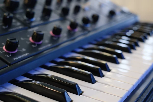 Keys of a musical synth instrumen — Stockfoto