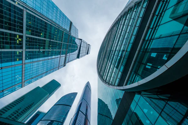 Skyscrapers in downtown area, bottom view — Stock Photo, Image