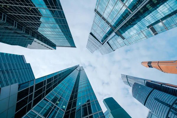 Skyscrapers in downtown area, bottom view — Stock Photo, Image