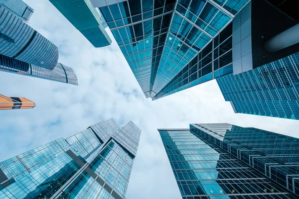 Skyscrapers in downtown area, bottom view — Stock Photo, Image