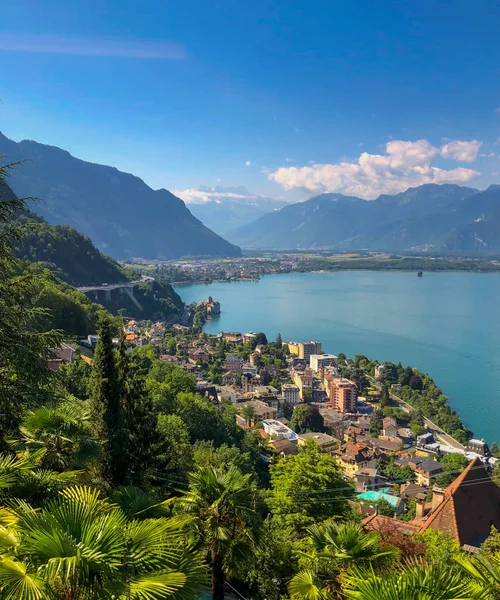 Paisagem aérea da cidade de Montreux na Suíça — Fotografia de Stock