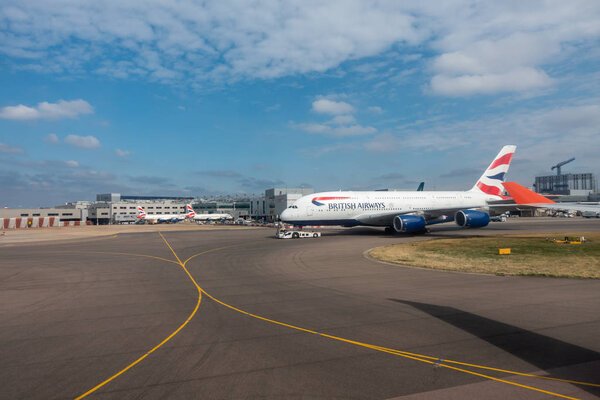 Modern airplane located on airfield