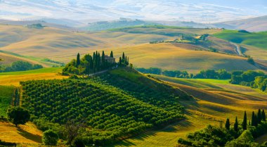 Late summer aerial landscape of valley in Tuscany clipart