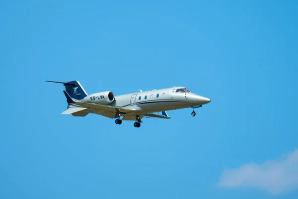 Private small air jet flying in the sky — Stock Photo, Image