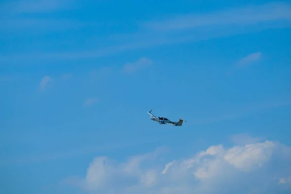 Private small air jet flying in the sky — Stock Photo, Image