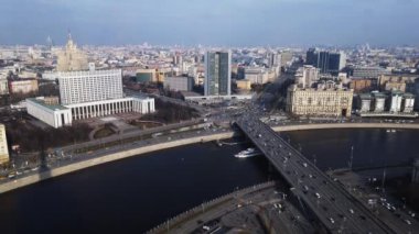 Aerial view of government building and city centre of Moscow
